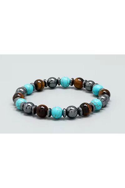 eHediyecim 3-Piece Metabolism Acceleration Bracelet - Turquoise & Turquoise & Hematite Natural Stone