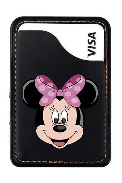 cupcase iPhone 11 12 13 Mini Pro Max Compatible Leather Card Holder with 3m Tape - Minnie