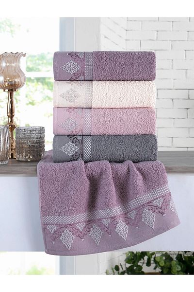 BİNNUR HOME Damask Set of 4 50x90 Cm Hand & Face Towels - Cotton