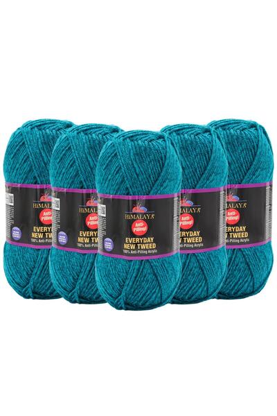 5 Adet Himalaya Everyday New Tweed Anti Pilling El Örgü İpliği - 75118 Petrol