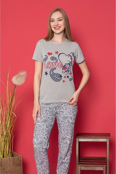 LİLA İÇ GİYİM Viscose Short Sleeve Women's Pajamas Set