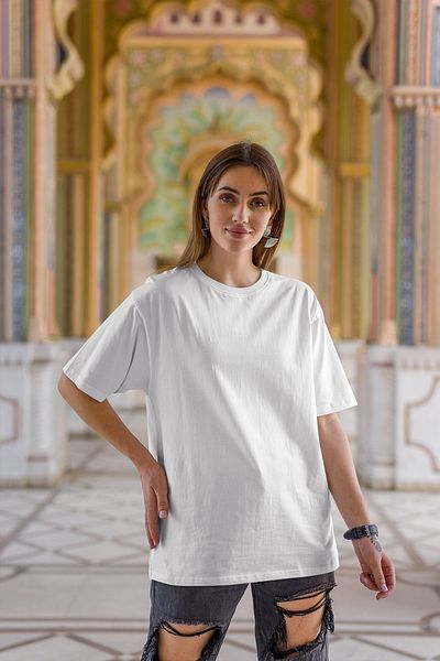 OXVİN Tricou supradimensionat din bumbac pentru femei - decolteu (MULT CONFORT)