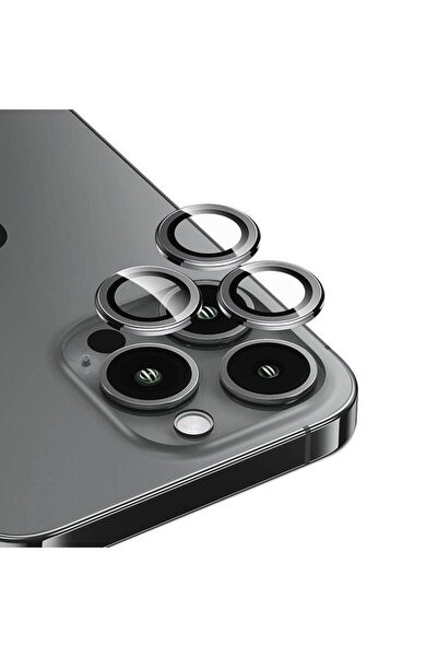 Benks iPhone 15 Pro Uyumlu Benks DR Sapphire Kamera Lens Koruyucu Gri