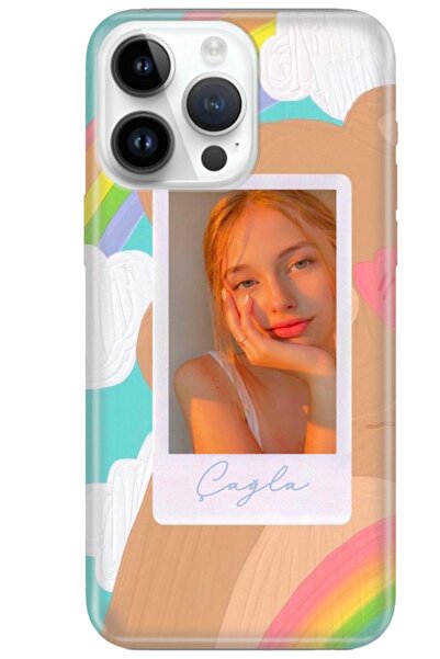 cupcase Apple Iphone 13 Pro Kılıf Silikon Esnek Kapak Kişiye Özel Fotoğraflı Isim Yazı - Rainbow Love