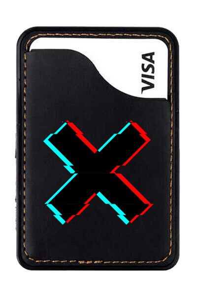 cupcase iPhone 11 12 13 Mini Pro Max Compatible Leather Card Holder with 3m Tape - Glitch