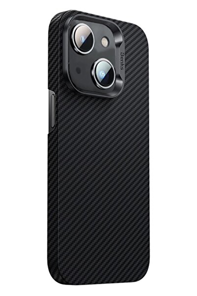 Benks iPhone 14 Uyumlu Kılıf Karbon Fiber Benks 600D Essential Kevlar Kapak