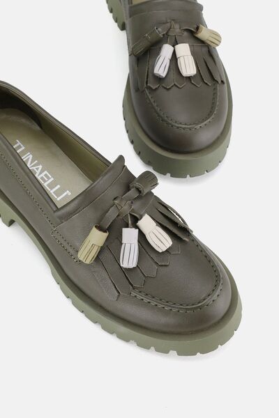 TUNAELLİ Зелені жіночі лофери з натуральної шкіри - 36-41 розмір Взуття з бах...