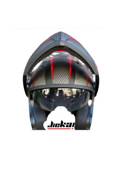 Gear up JK92 F-2 CARBON DESEN ÇENE AÇILIR KASK GÜNEŞ VİZÖRLÜ