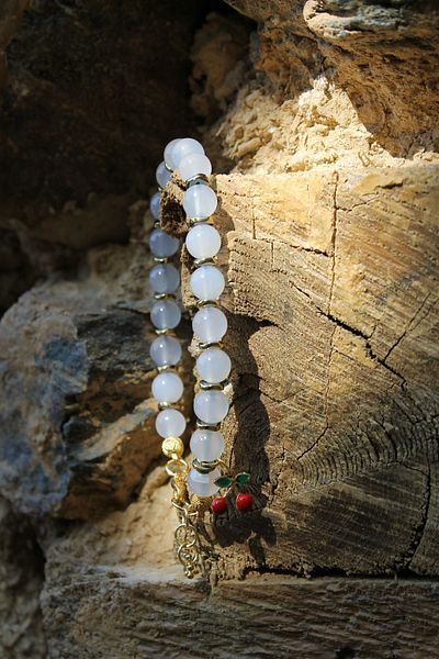 Esre Doğaltaş Takı Special Colored Agate Anklet Cherry Accessory