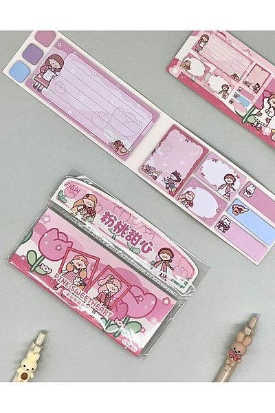 Kağıt Gemi Dükkan Cute Girl Pink Cover Post-it / Index Sticker / Index / Sticky Note