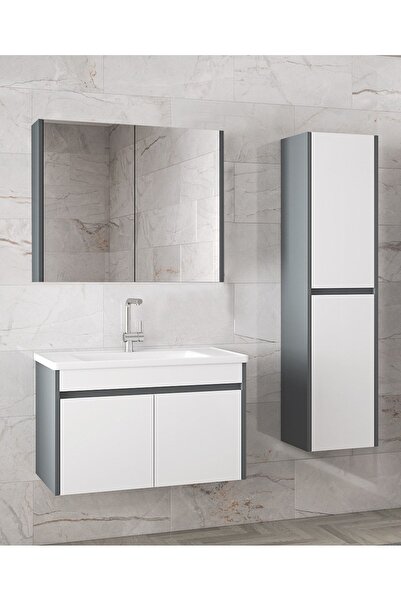 Alfa Banyo Estella-ea 80 35 Cm Ayna Dolaplı Boy Dolaplı-lavabolu Mdf Banyo Dolabı Seti**hazır Kurulu**