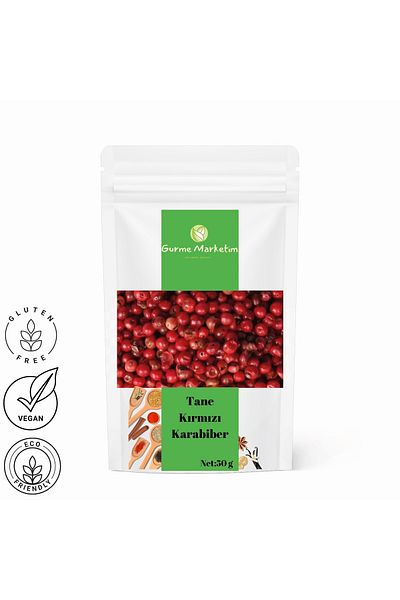 Gurme Marketim Organik Market Black Pepper with Red Grains - 50 g