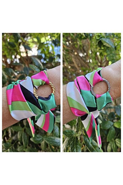 Yeşil Pembe Silver Halka