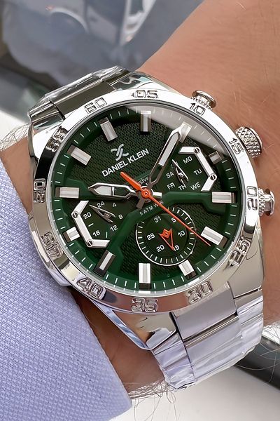 Daniel Klein Waterproof Silver Color Men's Wrist Watch - Steel Cord and Gift Bracelet DKE2097C4