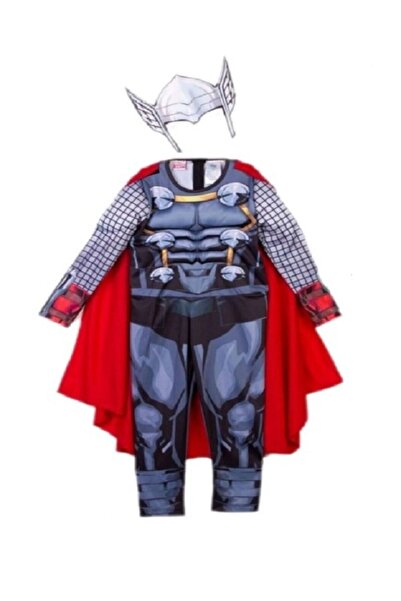 KOSTÜMCE Dısney Marvel Lisanslı Kaslı Thor- Tor Kostümü Çocuk Kıyafeti