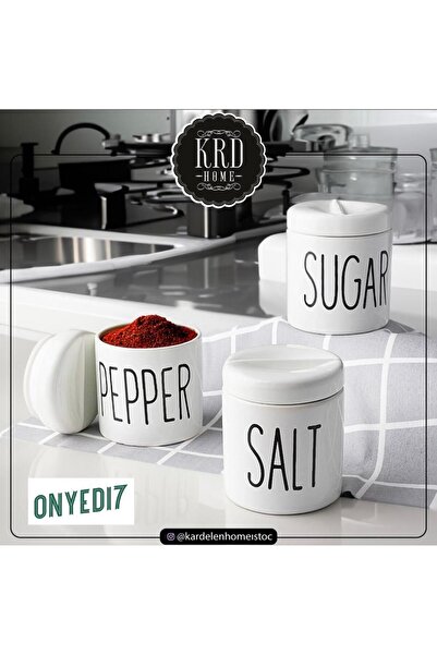 KRD Home طقم توابل سيراميك مكون من 3 قطع من لوزا باللون الأبيض