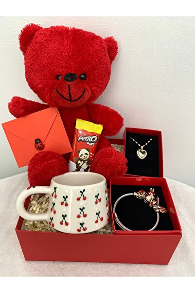 PRİYA JEWELERY Sevgiliye Ve Arkadaşa Hediye, Peluş Ayı, Çelik Takı Seti, Hedi...