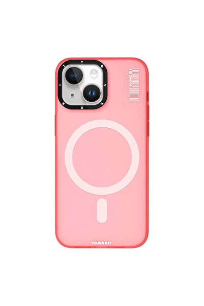 Youngkit iPhone 15 Kılıf Magsafe Şarj Özellikli Youngkit Hidden Sand Serisi Kapak Pembe