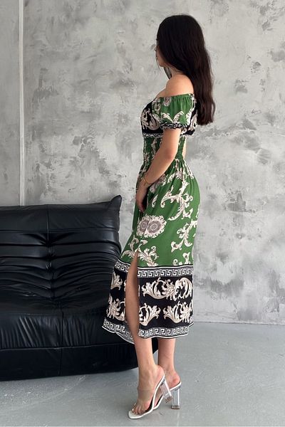 MILANOFOX Φόρεμα Skater Viscose Collar Madonna - Gimp και σκίσιμο, 100% βισκόζη, μήκος Maxi