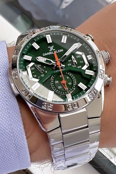 Daniel Klein Waterproof Silver Color Men's Wrist Watch - Steel Cord and Gift Bracelet DKE2097C4