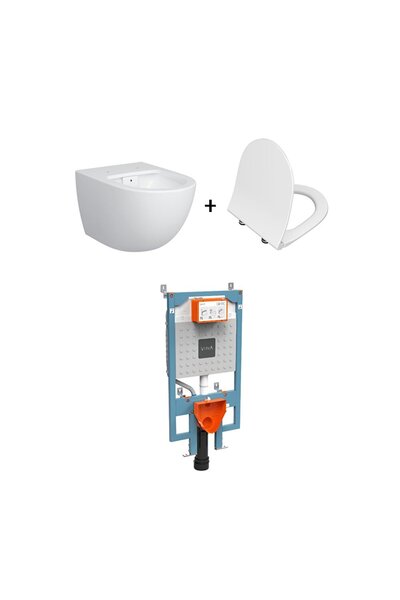 VitrA Sento Asma Klozet - Klozet Kapağı Ve gömme Rezervuar Seti, beyaz