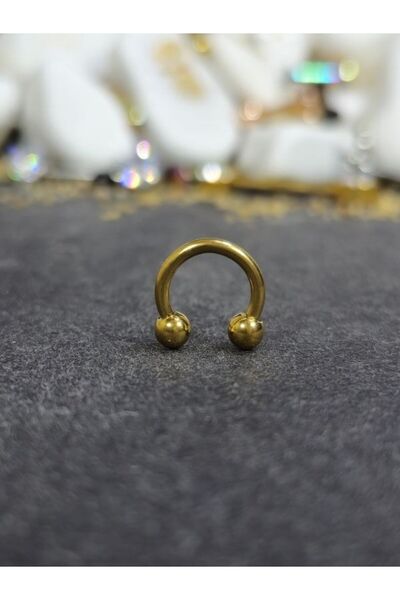 Lumnos Takı Cerrahi Çelik Piercing Halka Kıkırdak Septum Tragus Conch Helix Gold Renk Top Çap 3 Mm