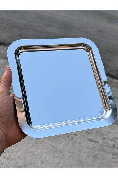 HediyeKöşkü 6 Pieces Silver Coffee Color Presentation Tray