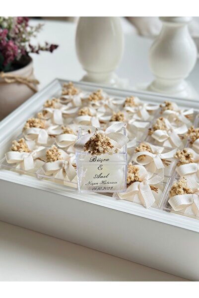 Ceyseet Özel Düğün Lüks Mini Çiçekli Bubble Krem Kurdale Mum 10 Adet