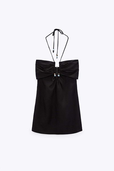 EFABRIC Rochie de in cu margele mini cu detaliu fereastră