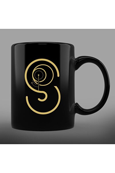 yhfoto كوب أسود مع حرف S وشخصية حروف حديثة * طباعة ثنائية الاتجاه - Sk556
