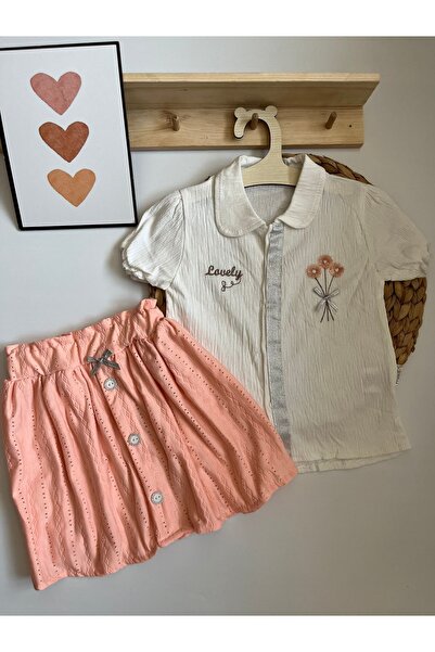 Miraydın Butik 100% Cotton Summer Shirt and Skirt Set for Baby Girl - Short S...