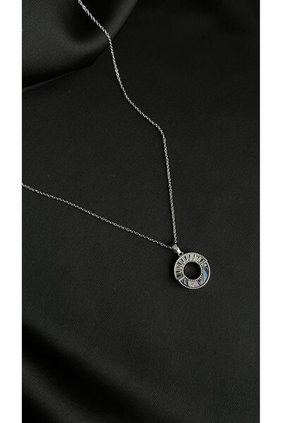 ROYKA Steel Silver Round Patterned Necklace