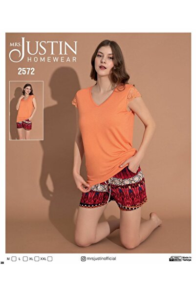 Mrs Justin 2572 Модель жіночий короткий шорти з тканого матеріалу піжамний ко...
