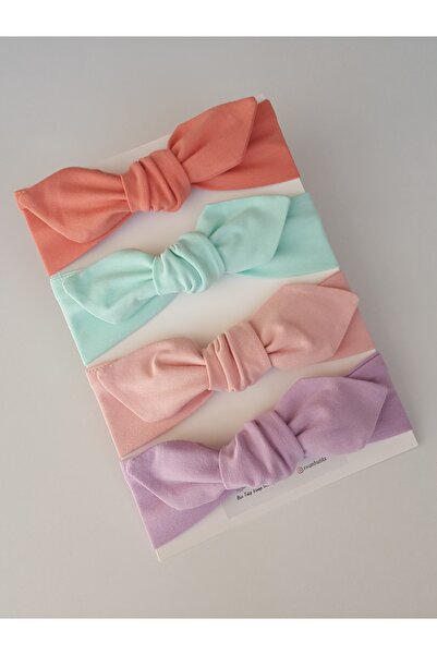 swan butik طقم باندانا وإبزيم مكون من 4 قطع للفتيات الصغيرات - بودرة، خوخ، نع...