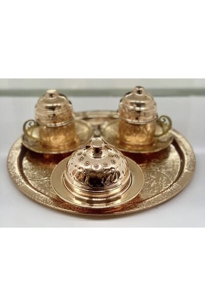 Tabibu Bakır 2li Fincan Takımı Lokumluklu