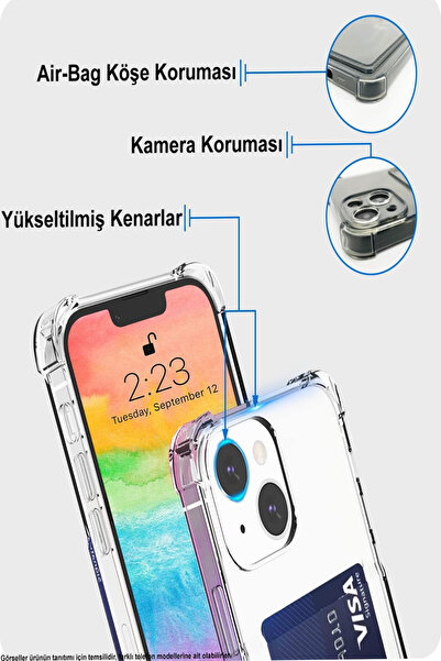 CaseArt İnfinix Note 30 Kapak Kamera Korumalı Kartlıklı Darbe Emici Özellikli Şeffaf Silikon Kılıf