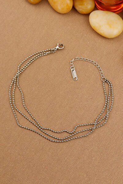 Keyifli Hayaller Çelik Halhal - 3lü Minimal Dorika Zincir Çelik Kararmaz Solmaz Halhal 21+5cm