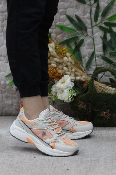 U.S. Polo Assn. US Polo Assn.Krez - Beige Orange, Comfortable Flexible Women's Sneakers
