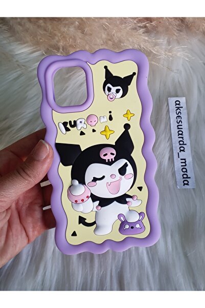 Aksesuarda Moda Iphone 13 Uyumlu Sevimli Kuromi Desenli Yumuşak Hamur Silikon...