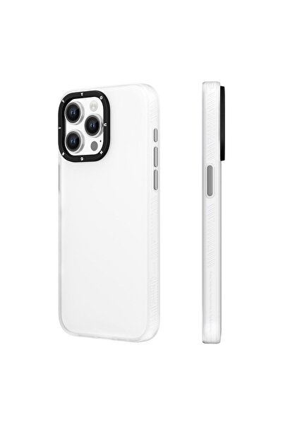 Youngkit iPhone 15 Pro Max Uyumlu Kılıf Buzlu Mat Tasarım Youngkit Hidden Sand Serisi Kapak Beyaz