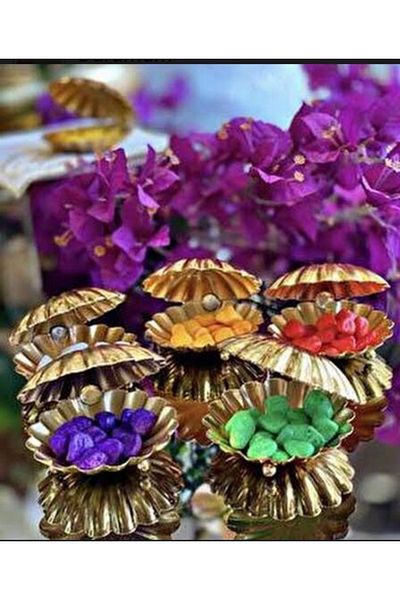 Han metal Gold Coated 6-Piece Turkish Delight Bowl Macaron Bowl Coffee Side Presentation Bowl