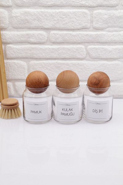 zezedesing Βάζο βαμβακιού & βαμβακιού & νήματος 300 ML με 3 μπαλάκια καπάκια