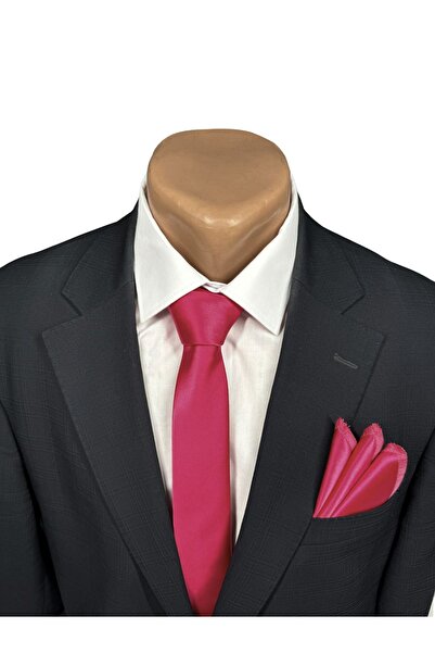 HARES Pomegranate Flower Patterned Satin Tie and Handkerchief - Limited Edition