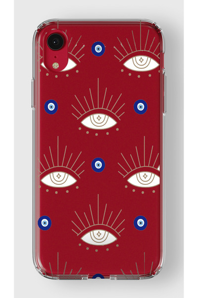 moonset Iphone XR Uyumlu Nazar Boncuğu Tasarımlı Baskılı Şeffaf Telefon Kılıfı