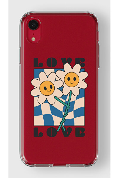 moonset Iphone XR Uyumlu Sevimli Çiçekler Tasarımlı Baskılı Şeffaf Telefon Kı...