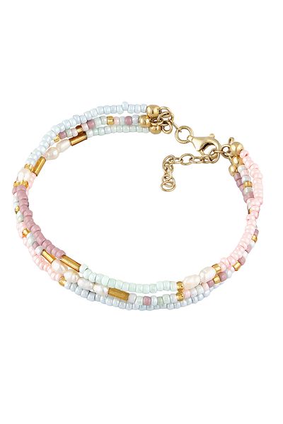 ELLI Armband Süßwasserzuchtperlen Glas 3-reihig 925 Silber