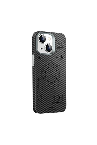 WIWU iPhone 15 Plus Kılıf Wiwu HHX-016 Karbon Fiber 600D Mars Kevlar Kapak Siyah