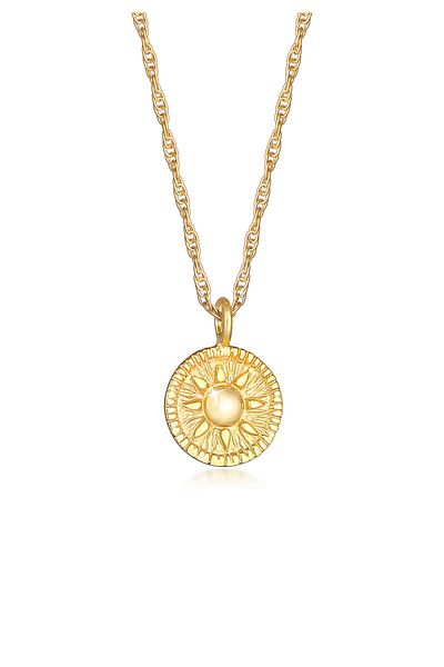 ELLI Halskette Damen Kordel Münzanhänger Rund Sonne Vintage Trend Aus 925 Sterling Silber