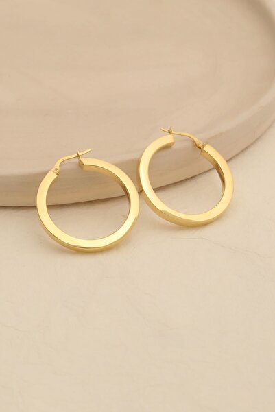 Nox Jewelry 925 Ayar Gümüş Küçük Boy Kare Halka Küpe Gold