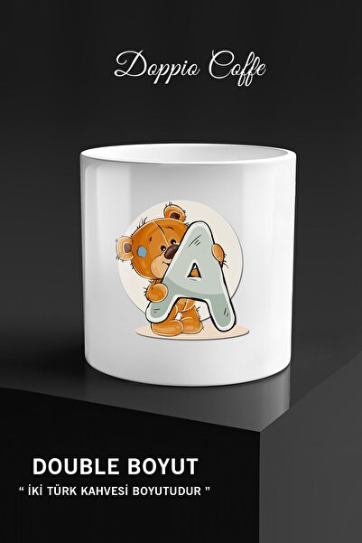 yhfoto قهوة دوبيو بيضاء - كوب بدون مقبض بتصميم حرف تيدي بير